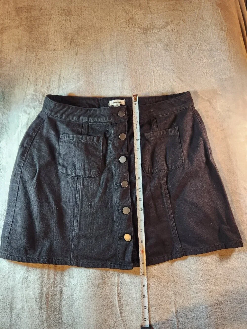 Large Womens Black Button Up Mini Denim Skirt